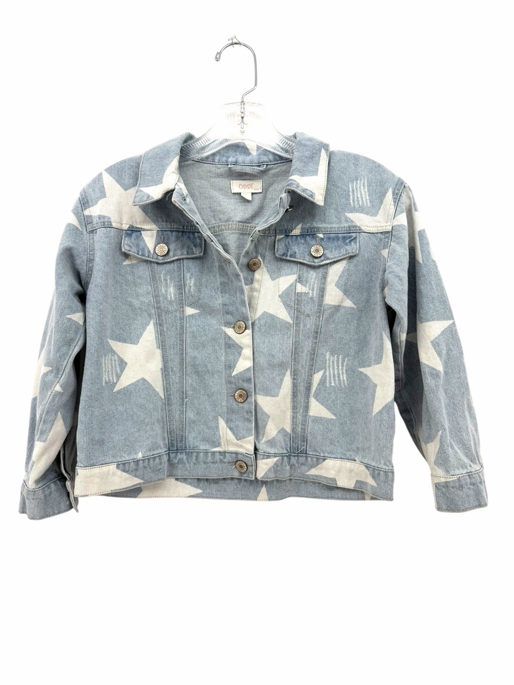 ODDY Light Blue Denim Jean Jacket with White Star Print
